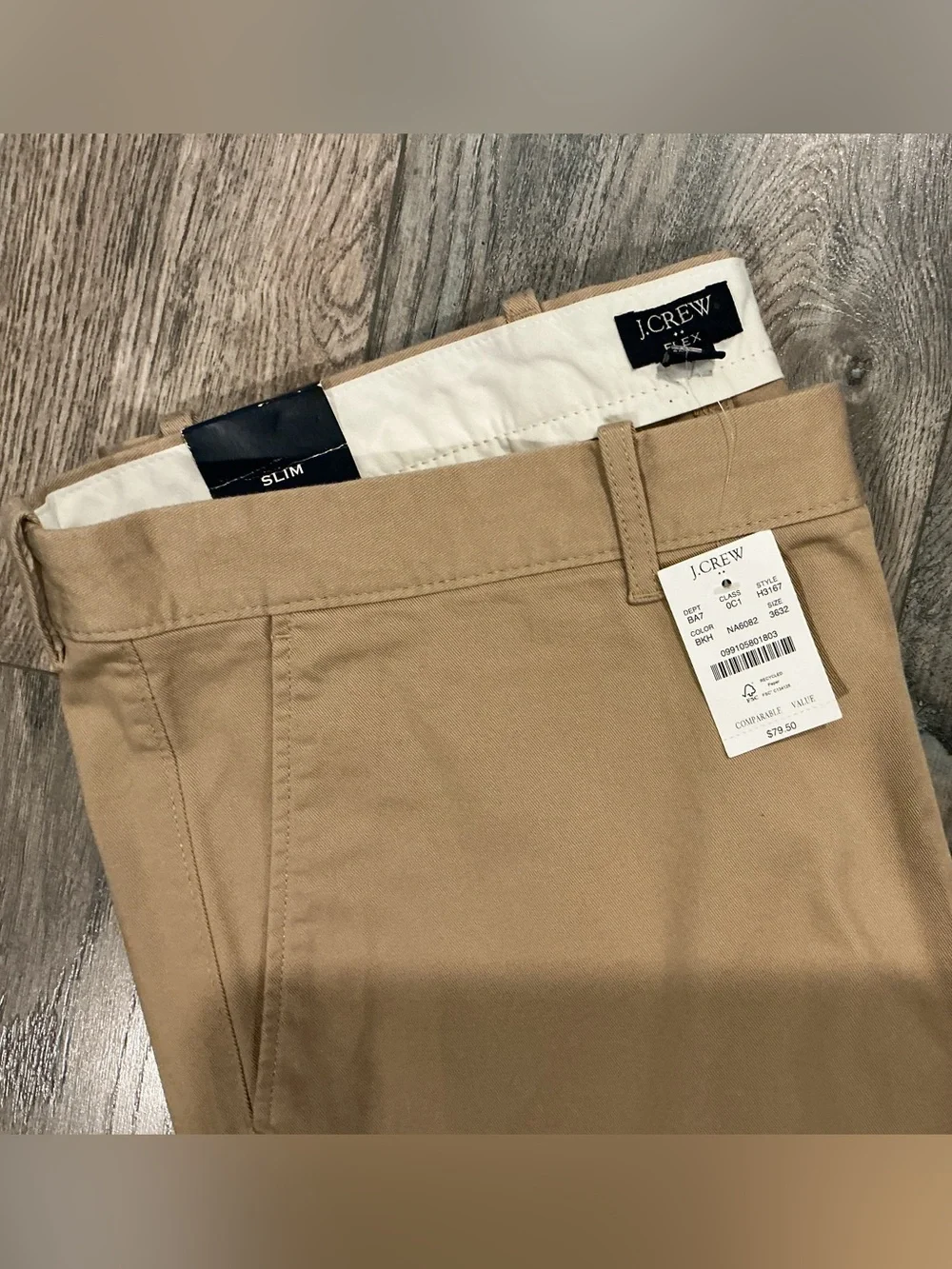 New! J. Crew Men's Chinos in Khaki NWT Work Office Casual 36x32 Slim Jcrew
